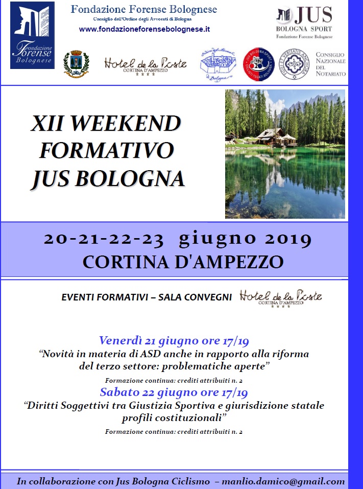 WEEKEND FORMATIVO CORTINA JUS BOLOGNA – 20-24 GIUGNO 2019